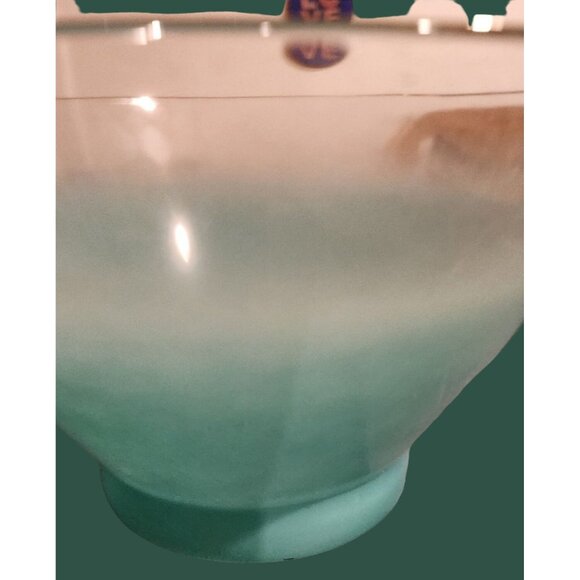 Blendo Vintage Turquoise Frosted Glass Bowl With Gold Trim Chip Dip Mid Century - Picture 5 of 12